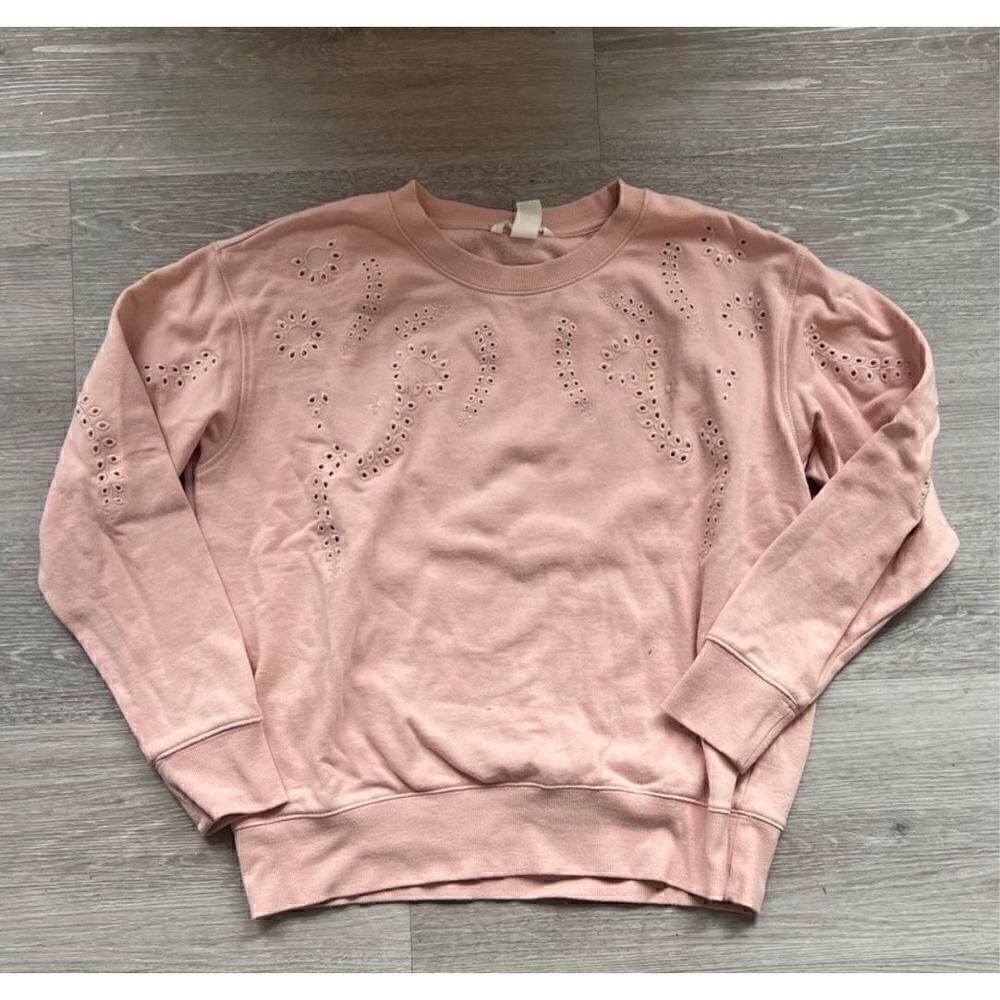 H&M Blush Pink Embroidered Crewneck Sweatshirt